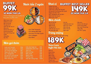 Thực đơn hà hàng buffet lảu Wang