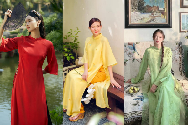 Các mẫu áo dài màu đỏ, xanh, vàng rực rỡ