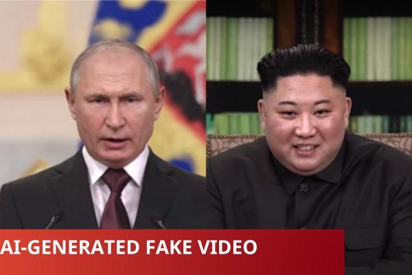 Hình ảnh của Tổng thống Nga Vladimir Putin và chủ tịch Kim Jong Un được cắt từ Video do công nghệ AI deepfake
