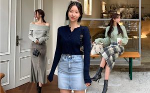 Áo kiểu phối chân váy