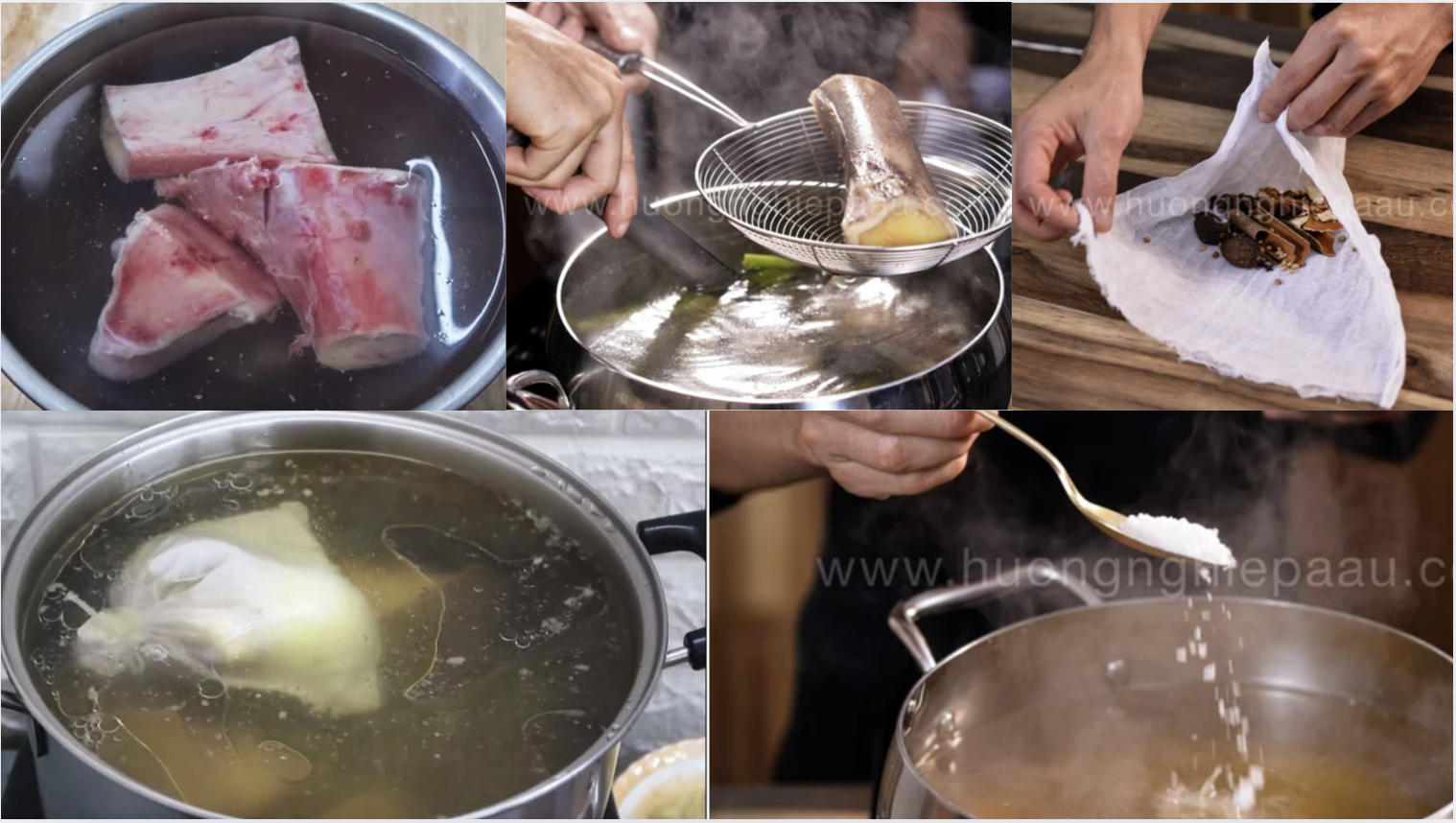 5 bước tạo nên một nồi nước dùng ngon. 